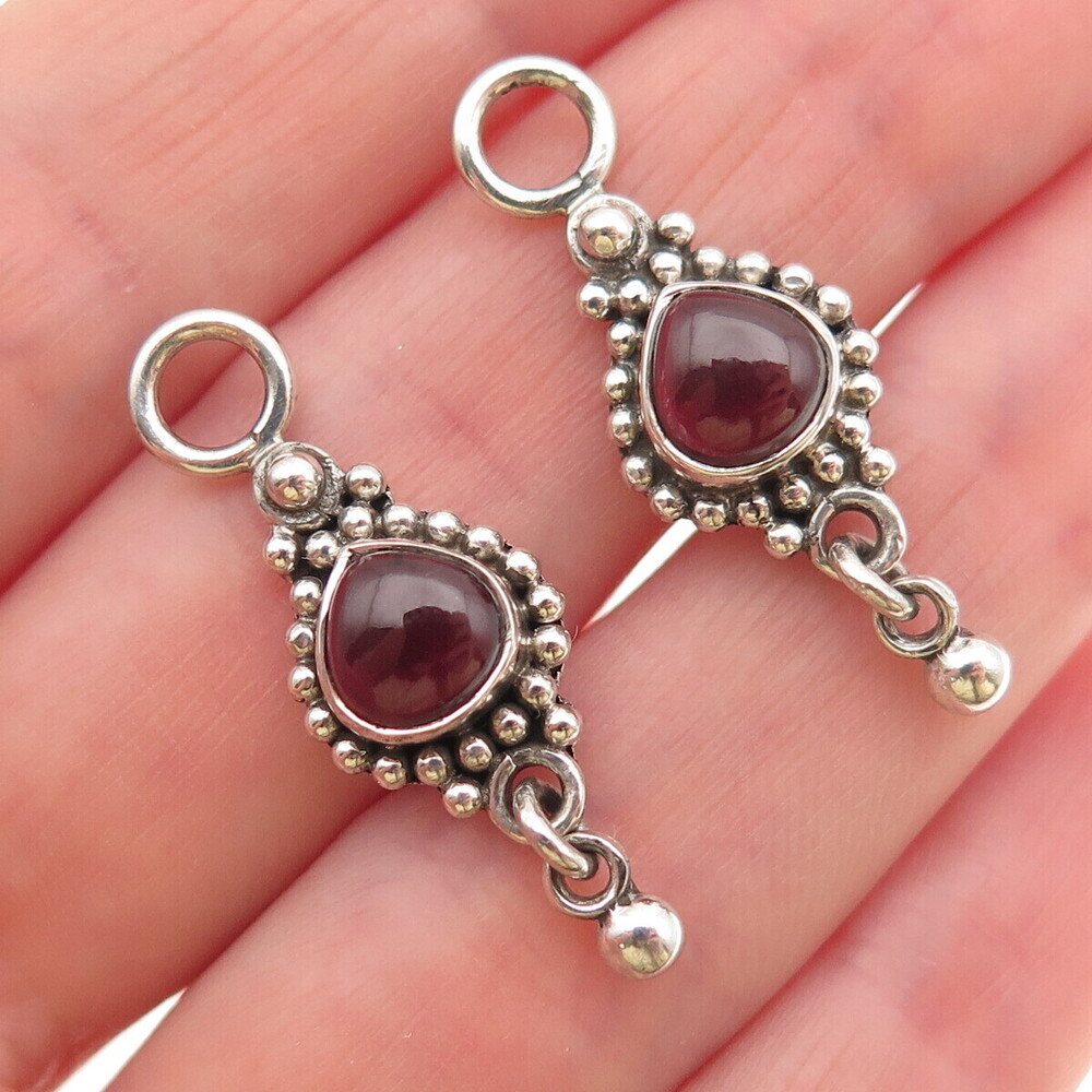 DP Doug Paulus 925 Sterling Silver Vintage Real Garnet Modernist Jacket Earrings